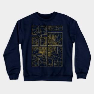Xian, China City Map Typography - Gold Art Deco Crewneck Sweatshirt